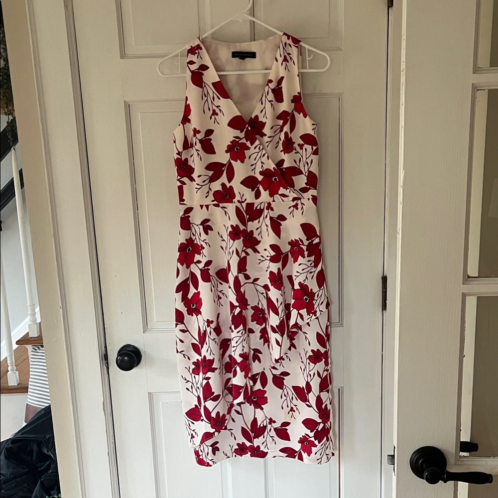 Banana Republic Red and White Floral Midi Dress
